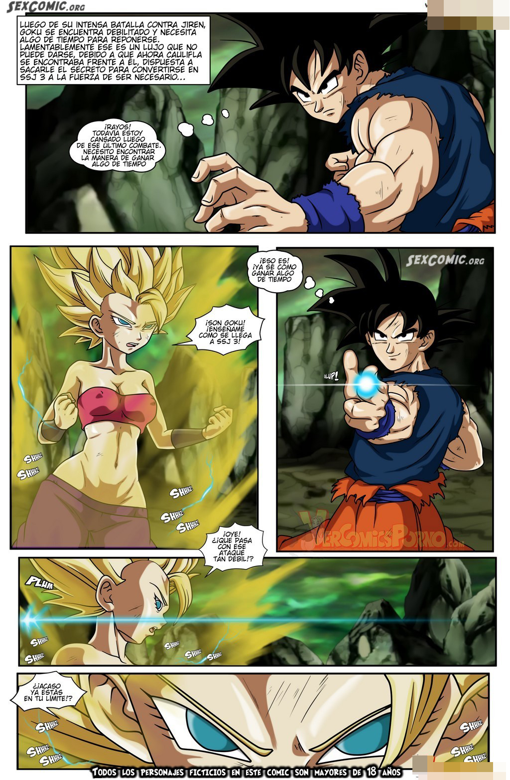 1024px x 1567px - Dragon Ball Super xxx Goku Kale y Caulifa Follando Comic Porno