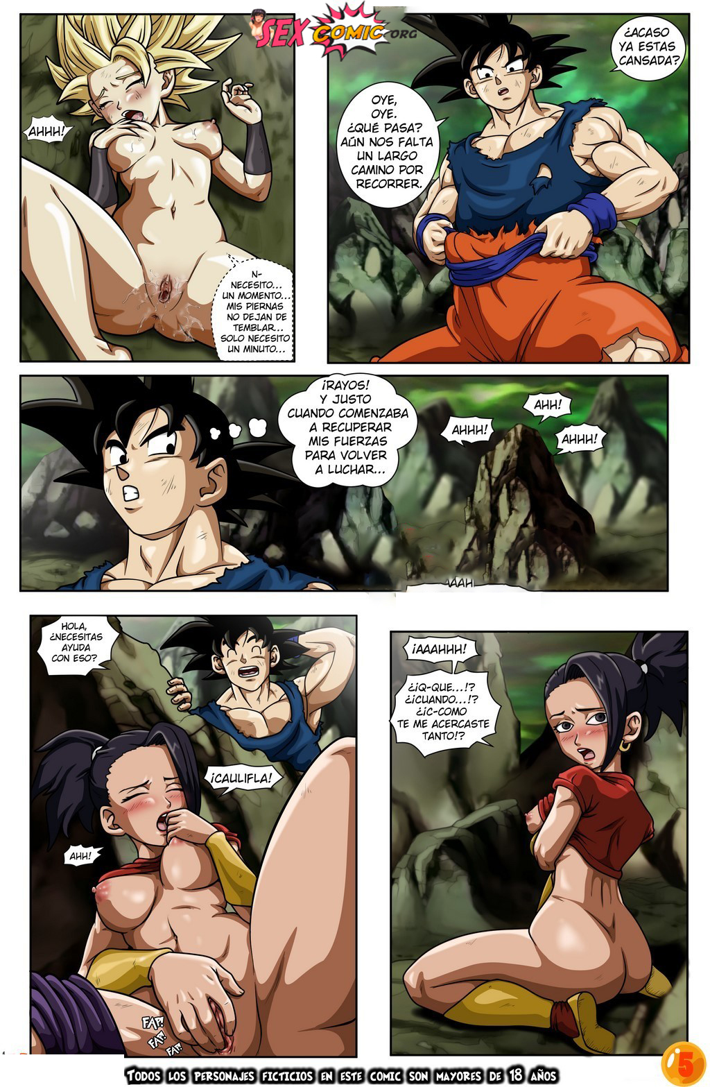 Dragon Ball Super xxx Goku Kale y Caulifa Follando Comic Porno